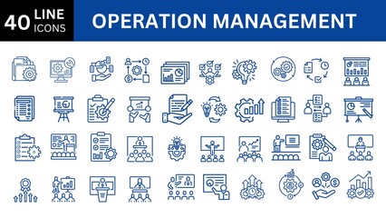Operation management web line icons. Business administration editable stroke outline icons. vector illustration