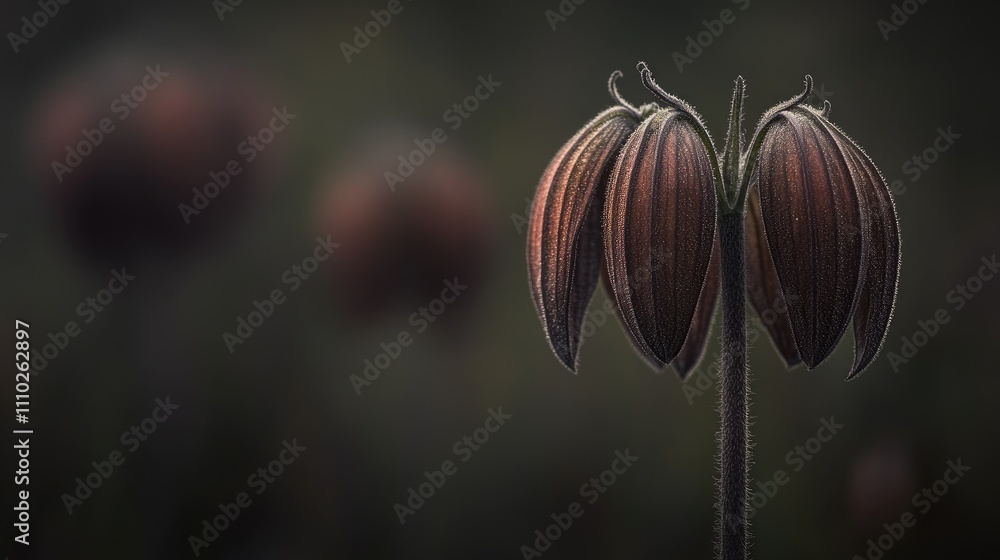 Poster closeup of unique red scallion onion showing intricate textures and shapes in natural lighting on a 