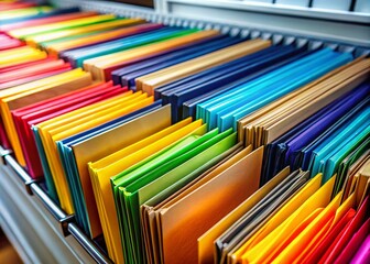 Close-Up of Organized Classified File Folders in a Professional Office Setting, Highlighting the Importance of Document Management and Confidentiality in a Modern Workspace