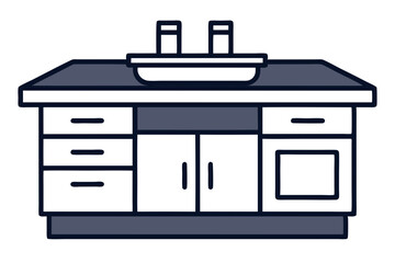 3D Kitchen Islands in Line Art Style.