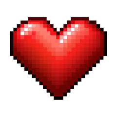 red pixel heart on a white background