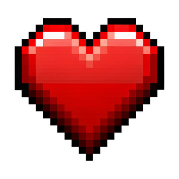 red pixel heart on a white background