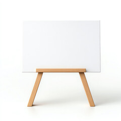 Blank canvas on a wooden easel, perfect for presentations and creative projects.