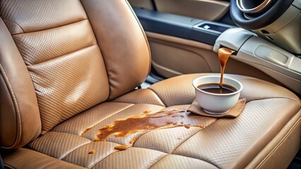 Coffee Spill Cleanup on Car Seats: Removing Stains from Fabric or Leather Upholstery with Cleaning Supplies and Techniques