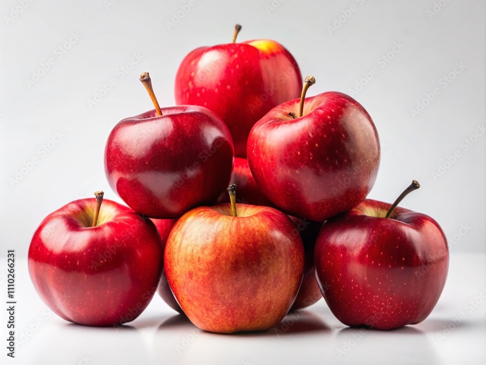 Poster collection of isolated fresh red apples on a clean background for use in graphic design and digital 