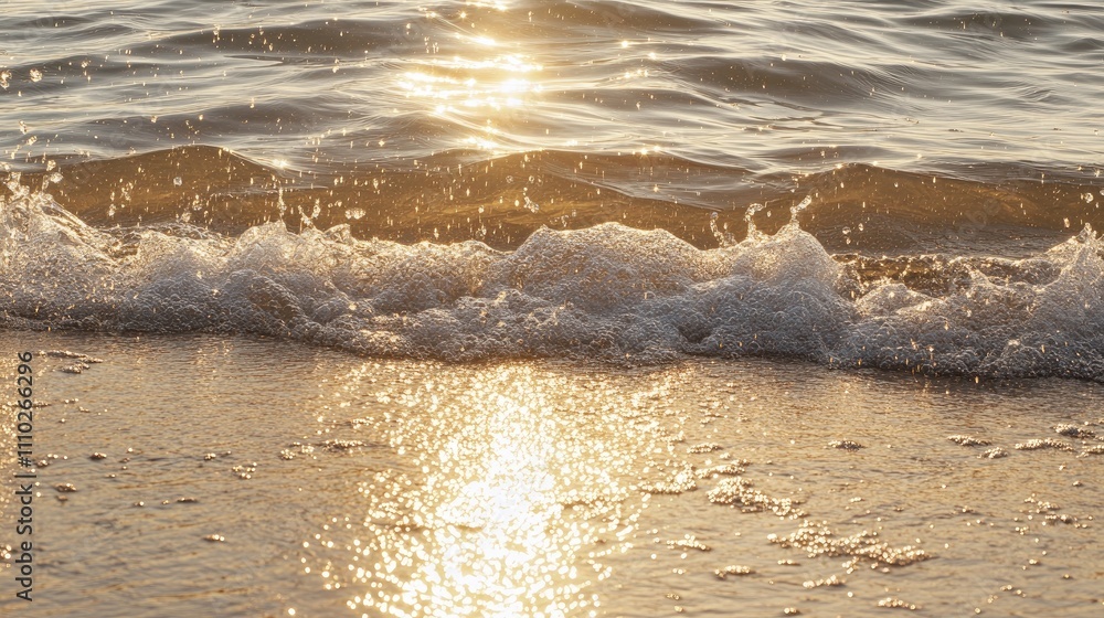 Poster tranquil water surface with splashes and bubbles reflecting sunlight creating an abstract serene nat