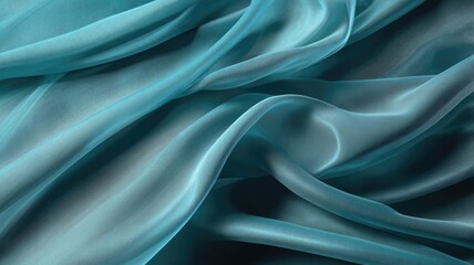 Obraz premium Cyan color Abstract background of a semitransparent silk fabric