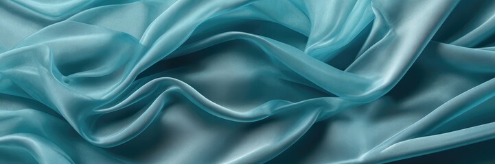 Obraz premium Cyan color Abstract background of a semitransparent silk fabric