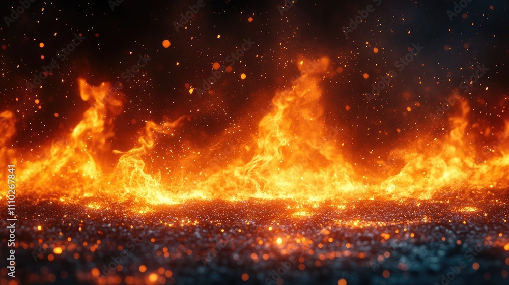 Aufkleber dynamic flames with glowing embers in a dark background creating a mesmerizing fire effect for drama