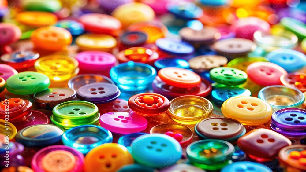 Poster colorful gel button set on a tilt-shift background for creative design projects and technology appli