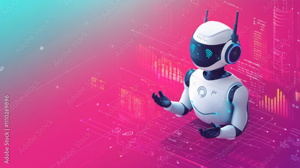 Poster virtual assistant voice recognition service technology. ai artificial intelligence robot support. ch
