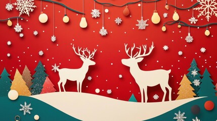 A red background with two deer on it