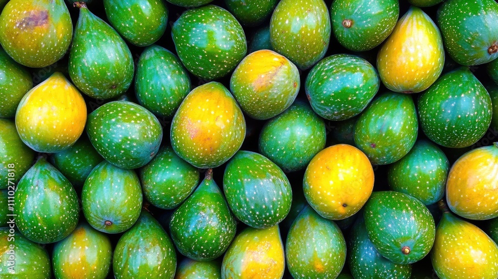 Poster avocados of different ripeness arranged in an appealing pattern showcasing their vibrant colors and 