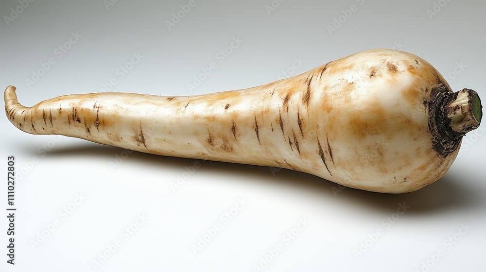 Poster ripe parsnip root vegetable isolated on white background showcasing its texture and color for culina
