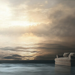 Serene Seascape Wall Art  Calm Ocean Sunset View