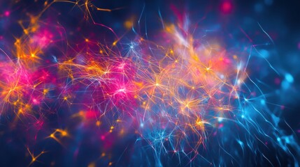 Fototapeta premium An inspiring depiction of abstract, colorful sparks creating a unified, vibrant pattern on a dark backdrop