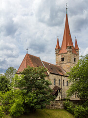Kirche im fränkischen Heroldsberg. Evangelische Kirche aus dem Mittelalter