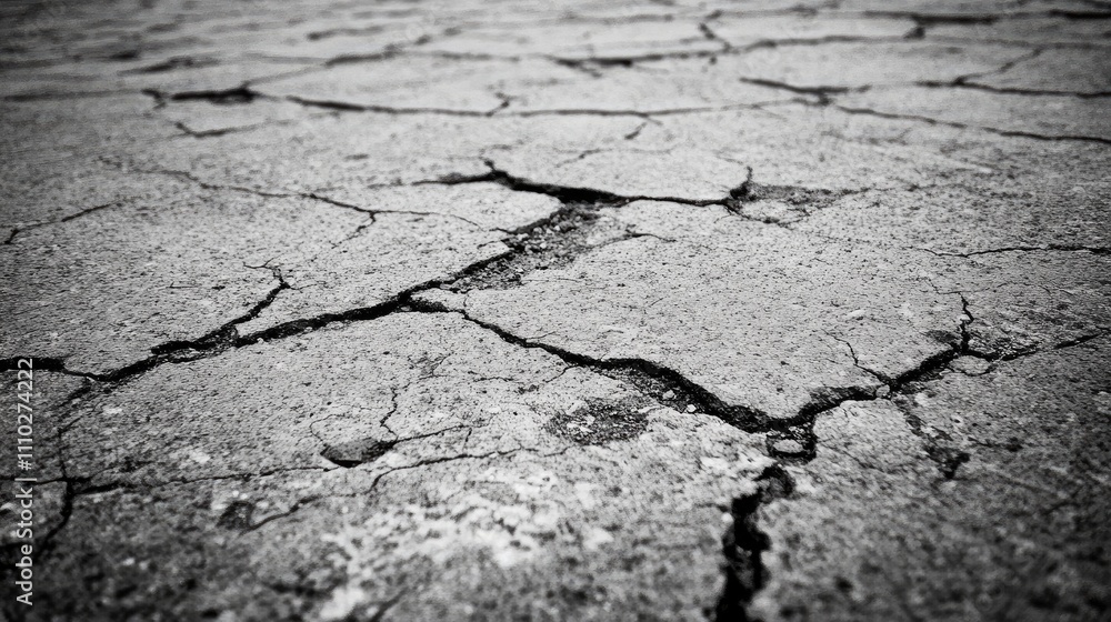 Poster textured gray cement floor with cracks and fissures in a weathered surface detail for architecture o