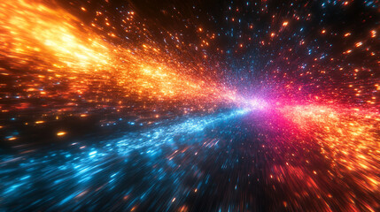 Fototapeta premium Vibrant and dynamic colorful background showcasing a sense of chaos and hyperspeed motion featuring a blend of swirling energy patterns and radiant light streaks evoking futuristic and energetic theme