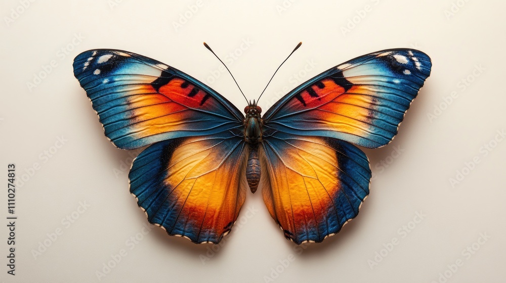 Aufkleber vibrant butterfly displayed against a pristine white background showcasing its intricate colors and 