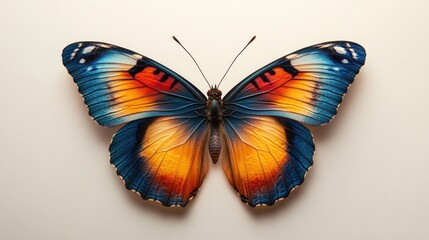 Obraz premium Vibrant butterfly displayed against a pristine white background showcasing its intricate colors and patterns for artistic and educational use