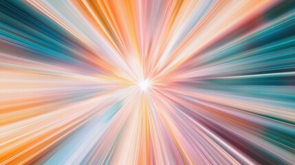 Obraz premium An inspiring depiction of abstract, multi-colored light rays radiating outward and blending to form a unified, vibrant center on a neutral background