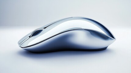 Detailed vector design of an ergonomic mouse with thumb rest, sleek curves on white