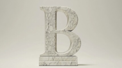 Marble stone letter B artistic decorative element on neutral background for modern design and typography concepts