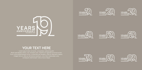 Fototapeta premium Anniversary logo set vector design, white color for celebration event