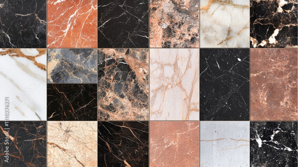 Poster high resolution marble stone texture collection for elegant tiles design showcasing diverse colors a