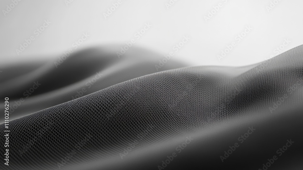 Poster textured gray mesh fabric creating a subtle abstract background with soft folds and shadows for desi