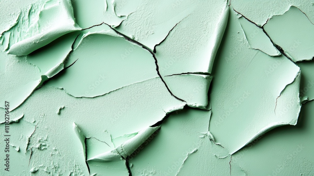 Poster textured green plaster surface with abstract cracked patterns suitable for architectural design and 