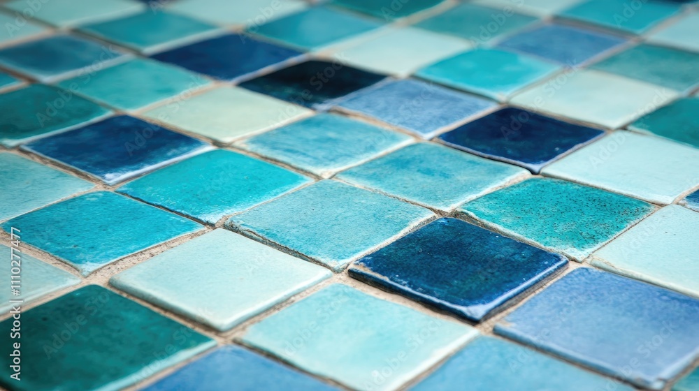 Poster ceramic tile layout using colorful spacers showcasing an intricate geometric pattern on a floor surf