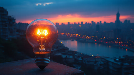 glowing lightbulb on a table against a softly blurred background symbolizes innovation creativity bright ideas and inspiration representing moments of clarity and potential for problem-solving