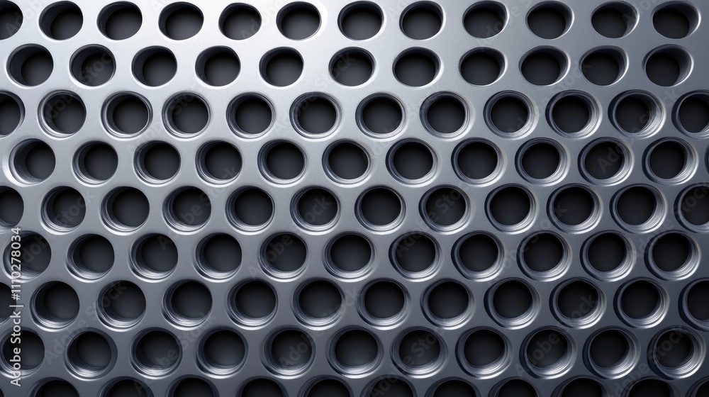 Poster industrial metal background featuring a pattern of circular holes enhances texture and depth for mod