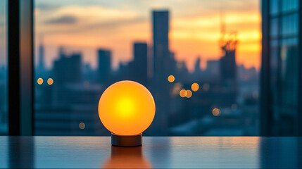 glowing lightbulb on a table against a softly blurred background symbolizes innovation creativity bright ideas and inspiration representing moments of clarity and potential for problem-solving