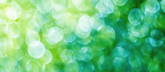 Obraz premium Luminous bokeh backdrop with vibrant green tones creating a magical festive ambiance perfect for holiday decorations and exquisite designs