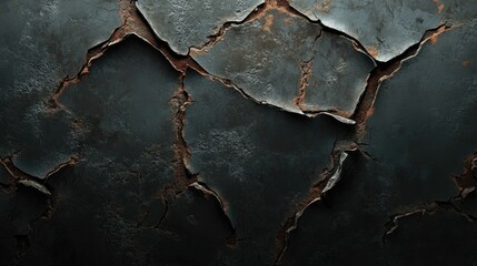 Obraz premium Cracked rusty metal texture background with peeling paint and weathered finish for industrial design and creative projects