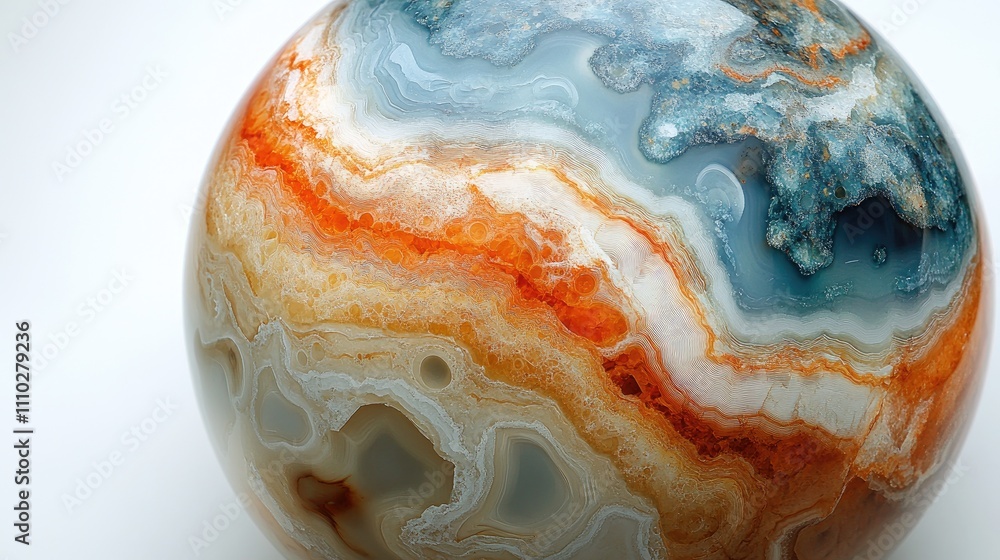 Poster macro close-up of a stunning jasper mineral sphere showcasing vibrant colors and intricate patterns 