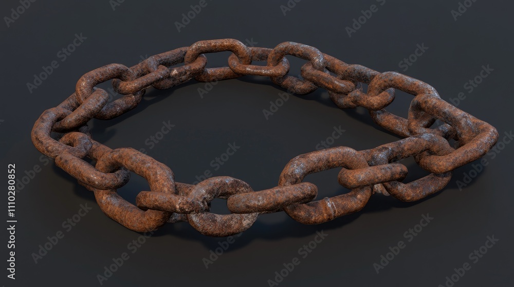 Poster rusty iron chains with weathered texture creating an industrial and vintage aesthetic for use in var