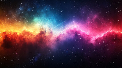 Fototapeta premium Vibrant colored light rays resembling constellations streaming across a dark cosmic background evoking themes of wonder connection energy and the vast mysteries of the universe