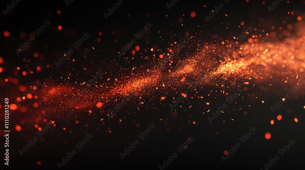 Poster sparkler light trails creating a mesmerizing orange and gold sparkle effect against a dark backdrop 