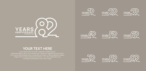 Anniversary logo set vector design, white color for celebration event