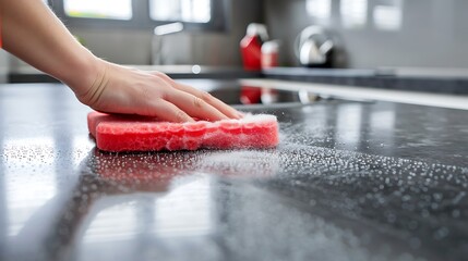 For dishwashers and kitchen counters use a non abrasive pad with a rough backing