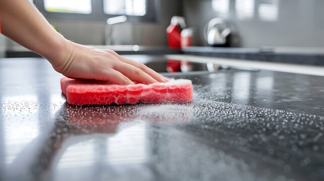 For dishwashers and kitchen counters use a non abrasive pad with a rough backing