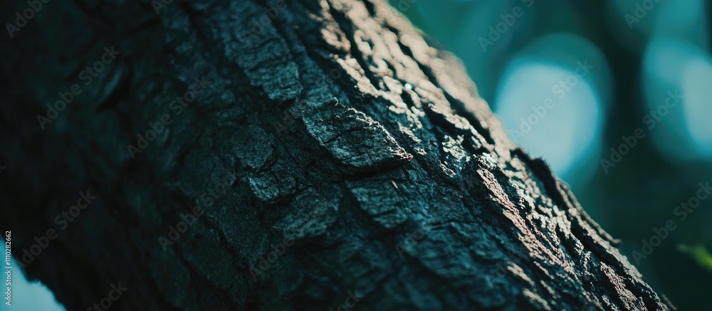 Poster close-up macro shot highlighting the textured bark of a tree showcasing natural wood patterns and in