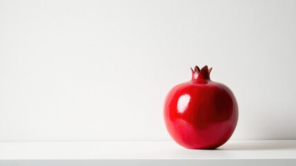 Fresh ripe pomegranate displayed elegantly on a minimalistic white background showcasing its vibrant color and natural beauty