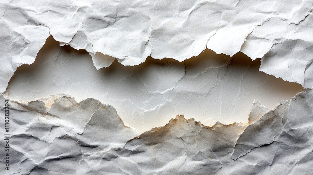 Poster torn paper fragment with textured edges on a clean white background for creative design and artistic