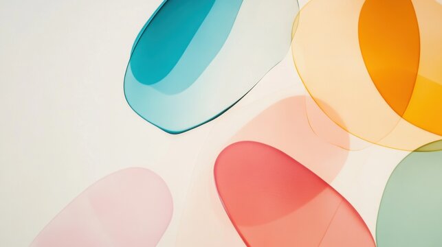 An inspiring scene of an array of colorful, abstract shapes gradually merging into a single, radiant form on a light background