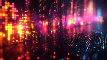 dynamic interplay of colorful geometric shapes and lines representing data sorting and organization transitioning from chaos to structured harmony